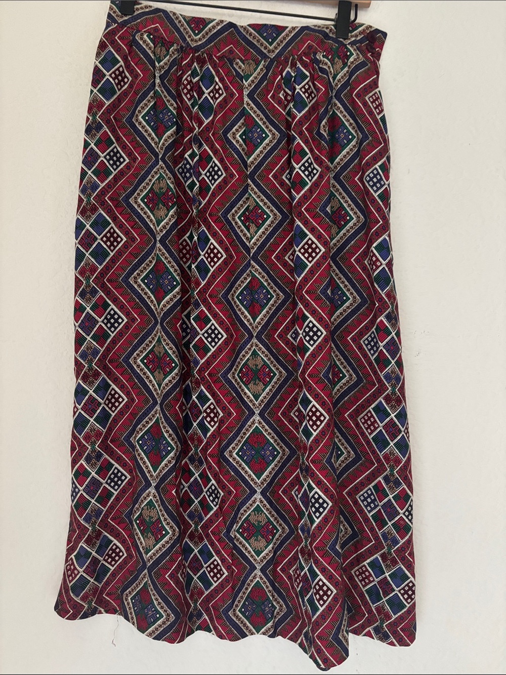 VIntage Saddlebred Midi “tie print” skirt labeled vintage size 12